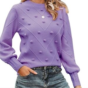 Miessial Purple Lantern Sleeve Sweater Size M